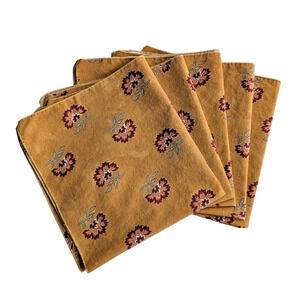 Set of 5 French Country Napkins 100% Cotton Mustard Yellow 17" Made in France